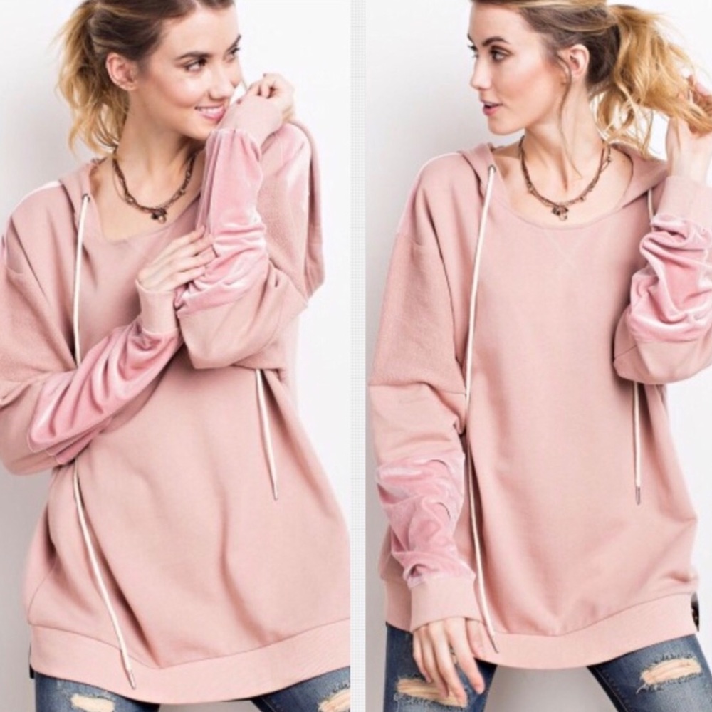 💗Vintage Rose Velvet French Terry Hoodie. M-L